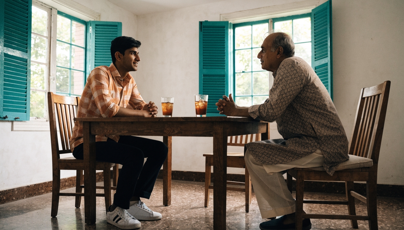 A young person having a thoughtful conversation with an experienced mentor
