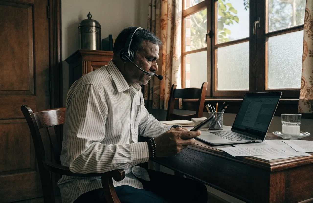 An experienced mentor preparing for an online session